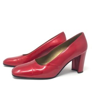 Red Stuart Weitzman Patent Leather Pump Block heel